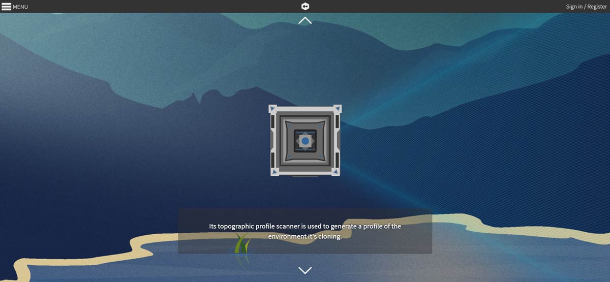 A full-page scrollable story explaining the fictional cloning process (part 4 of 5).