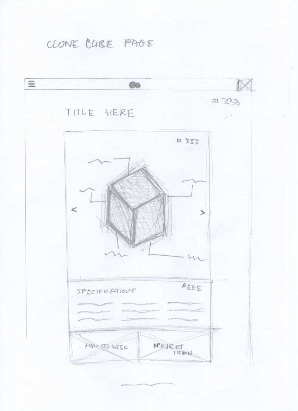 Wireframe sketch of the technology page.